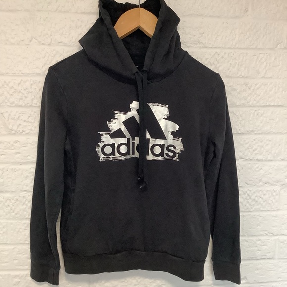 Adidas Hoodie - Size S 8-10 - Black - Cotton - P2P 20” - Picture 5 of 7